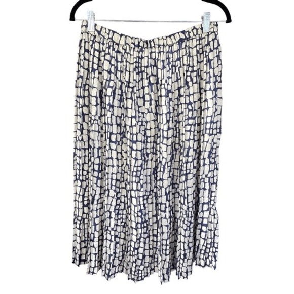 80s Vintage Da-Rue of California Dress Blue White Abstract Pleated Size 14 - Picture 10 of 11